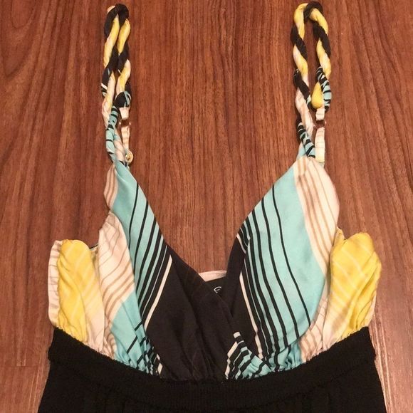 BEBE Black Stretchy Silk Top Party Dress - Picture 3 of 10